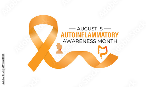 August is Autoinflammatory Awareness Month. Unite for a Cure. Creating for web banner, cards, prints, social media, poster, flyer and background design template. Realistic Ribbon. Vector illustration.