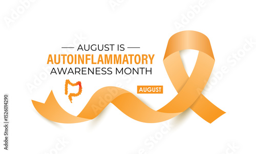 August is Autoinflammatory Awareness Month. Unite for a Cure. Creating for web banner, cards, prints, social media, poster, flyer and background design template. Realistic Ribbon. Vector illustration.