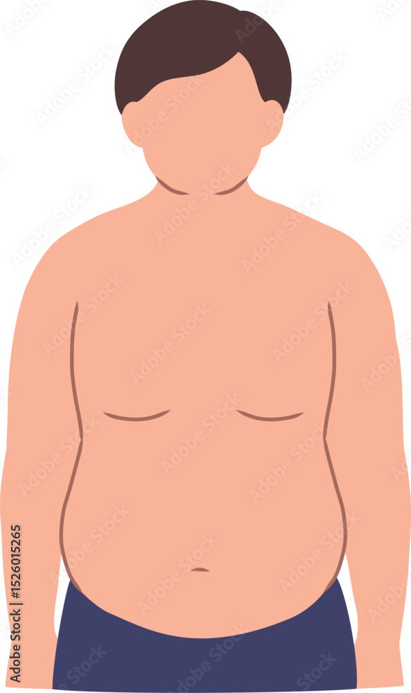 Fototapeta premium 肥満男性の主線なしイラスト素材