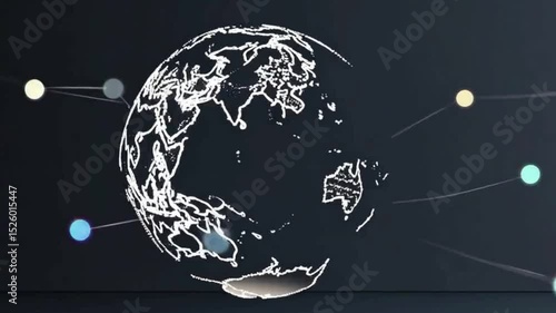 光っている地球儀がくるくる回っている