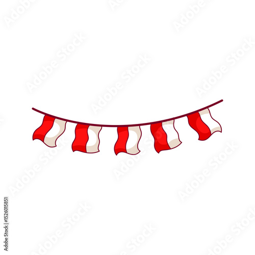 Indonesian flags hanging on a string for independence day celebration