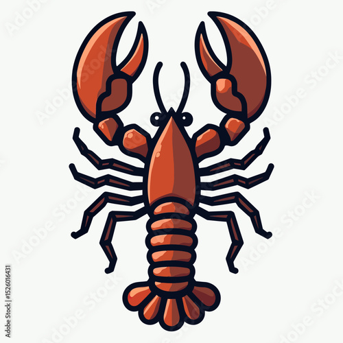 A bold and simple cartoon illustration of a red lobster, a modern vector mascot perfect for seafood restaurant logos, fishery branding, or fun coastal-themed designs.
