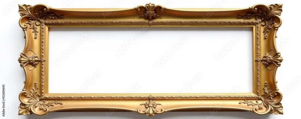 Ornate antique gold picture frame, isolated on white , isolated object, luxury Ornate antique gold picture frame, isolated on white , isolated object, luxury