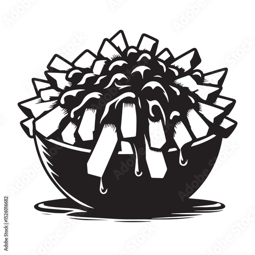 Black and White Poutine and French Fries Illustration