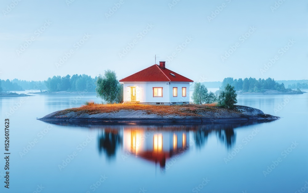 Fototapeta premium Tranquil island house at dawn