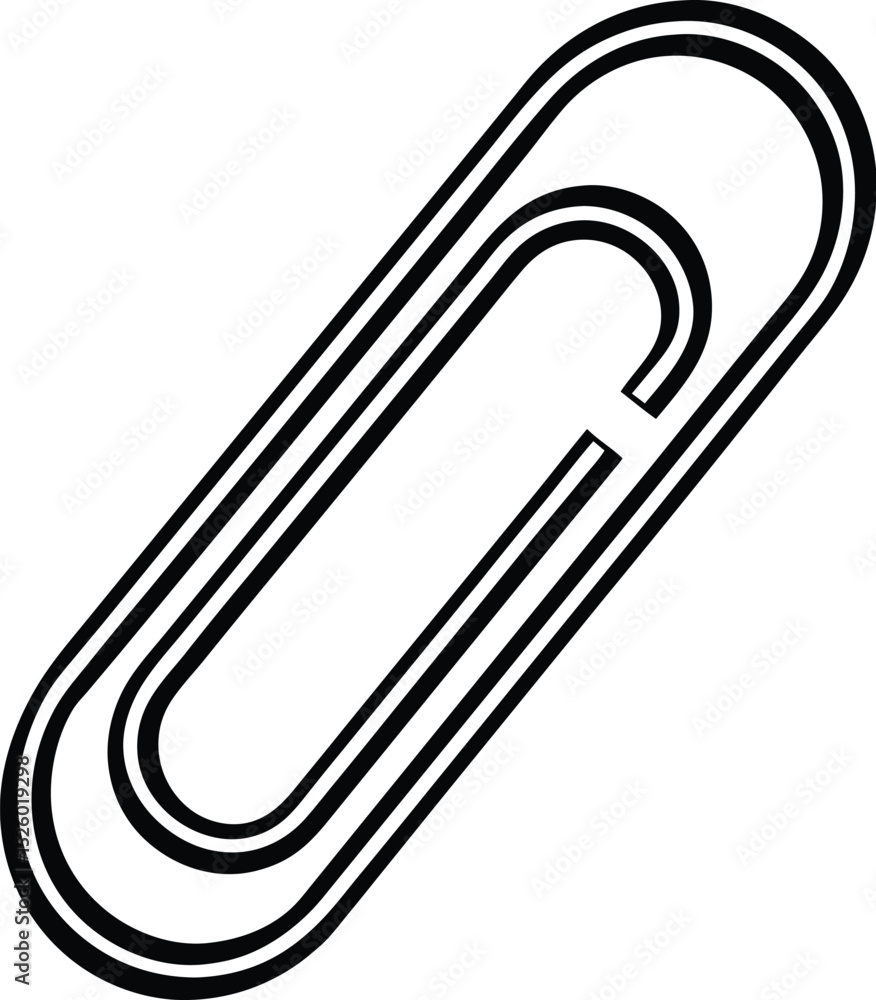 Paperclip icon, office silhouette, stationery vector
Paperclip icon, office silhouette, stationery vector