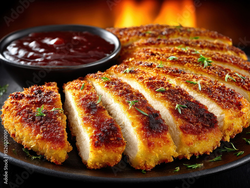A plate of golden breaded c...