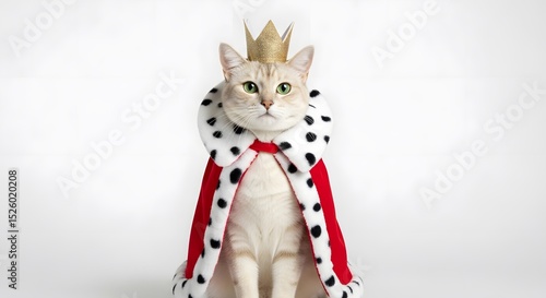 Regal Cat: A Funny Portrait of a Kingly Feline with Crown and Robe