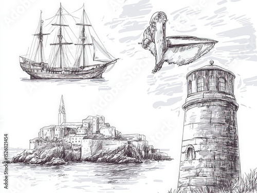 Old sketch: An aged represe...