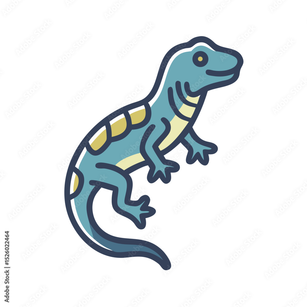 Modern Cartoon Lizard Outline Illustration Aquatic Reptile Icon Shape Graphic Modern Cartoon Lizard Outline Illustration Aquatic Reptile Icon Shape Graphic