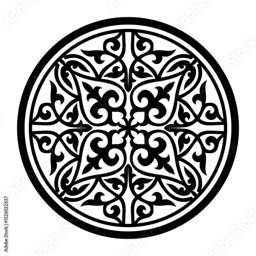 Traditional ornament of middle Asia for decoration of clothes and yurts. Nomadic ornament. Ornamental element, Kazakh, Kyrgyz, Uzbek motif.  Ethnic decorative element. Islam, Arabic, ottoman motif