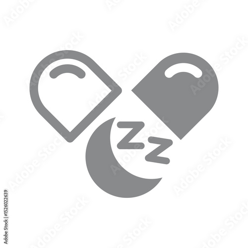 Sleeping pill or capsule vector icon. Sedative, insomnia and anxiety cure.