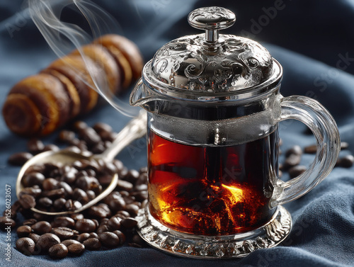A stylish glass coffee pot ...