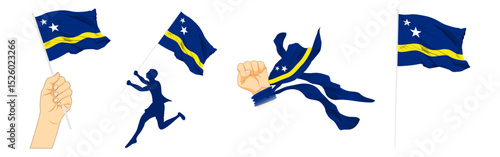 Vector illustration of Curacao flag composition on transparent background