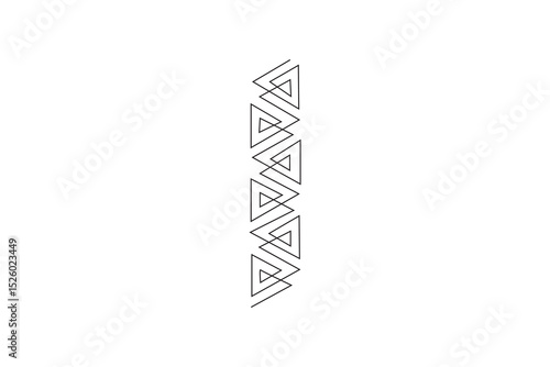 Geometric border of continuous line spiral triangles, minimalist abstract vector pattern.