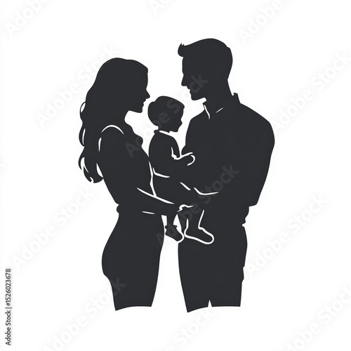 family silhouette , black a...