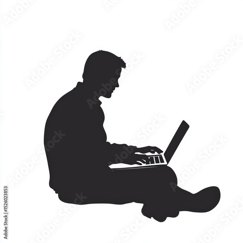 man with a laptop silhouett...