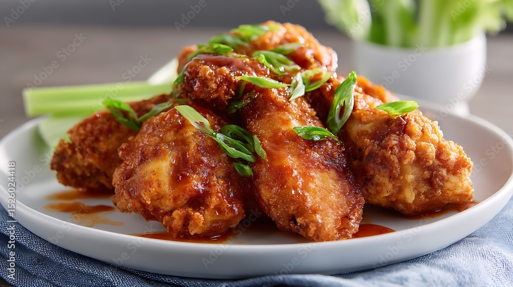 Crispy Buffalo Wings with Spicy Sauce and Green Onions Crispy Buffalo Wings with Spicy Sauce and Green Onions