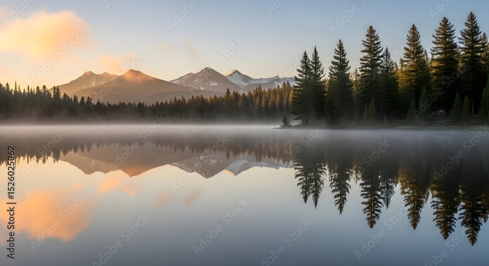 Fototapeta premium Serene Sunrise Reflection on Mountain Lake