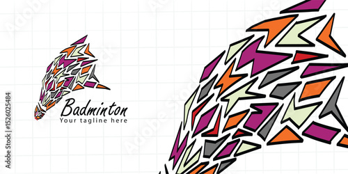 badminton open tournament template design, Shuttlecock logo vector