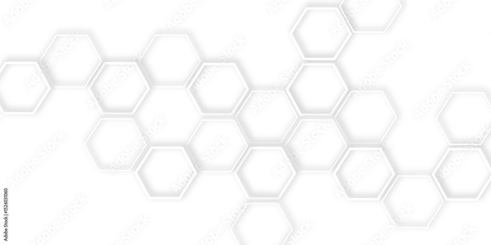 Fototapeta premium Abstract geometric technology 3d white light structure technology out line hexagon polygonal honeycomb luxury pattern vector background. 