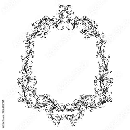 decorative vintage baroque frame with floral ornament illustration art