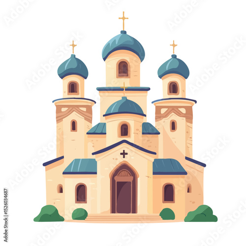 2D flat Monasteries illustration vector, isolated on a white background.