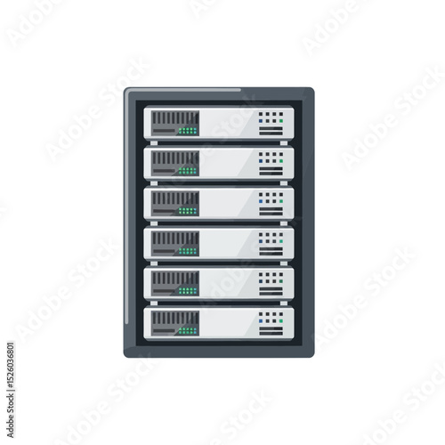 Server Rack: Modern Data Center Technology Illustration, Futuristic Abstract Design, Network Servers, IT Infrastructure, Digital Technology Concept