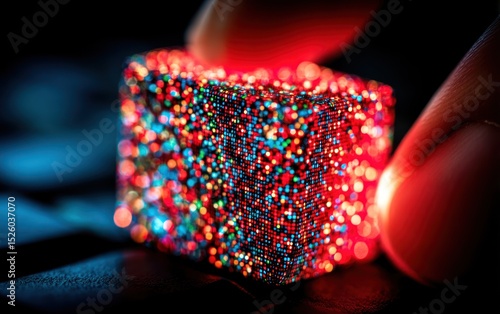 A glowing cube, close-up