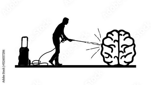 brainwashing sign , black isolated silhouette