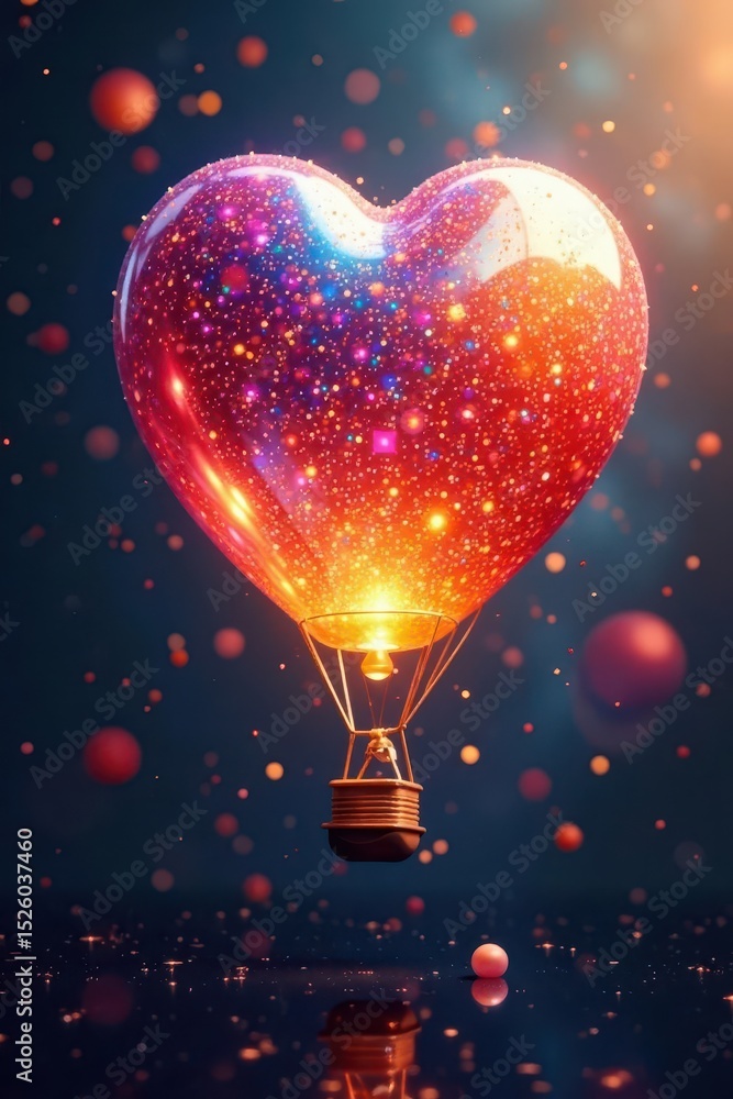 Obraz premium Prismatic light scattering on colorful balloons, dynamic composition, vibrant, spectacle, stock photo