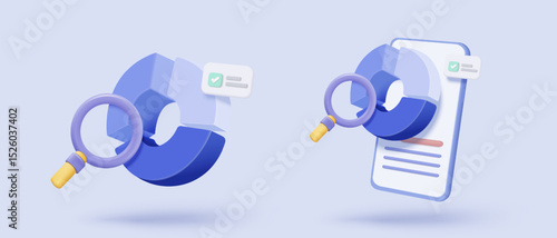 3d statistic graph icon for investment diagram report. creative solution concept on pastel background. Goal for business, bank, finance. 3d analysis investment graph vector icon render illustration