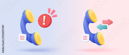 3d realistic call phone and bubble talk icon signs speech. speak with service support hotline and call center. 3d contact customer buttons vector render illustration