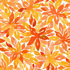 Crédence de cuisine Motifs floraux patrons Fleurs d'automne aquarelle fond botanique  © balena