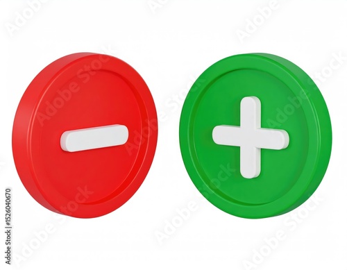 Rounded Red Minus and Green Plus Symbols: A Clean, Minimalist Design