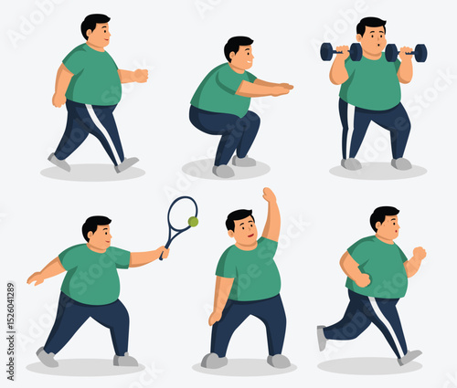 vector set of people fat workout