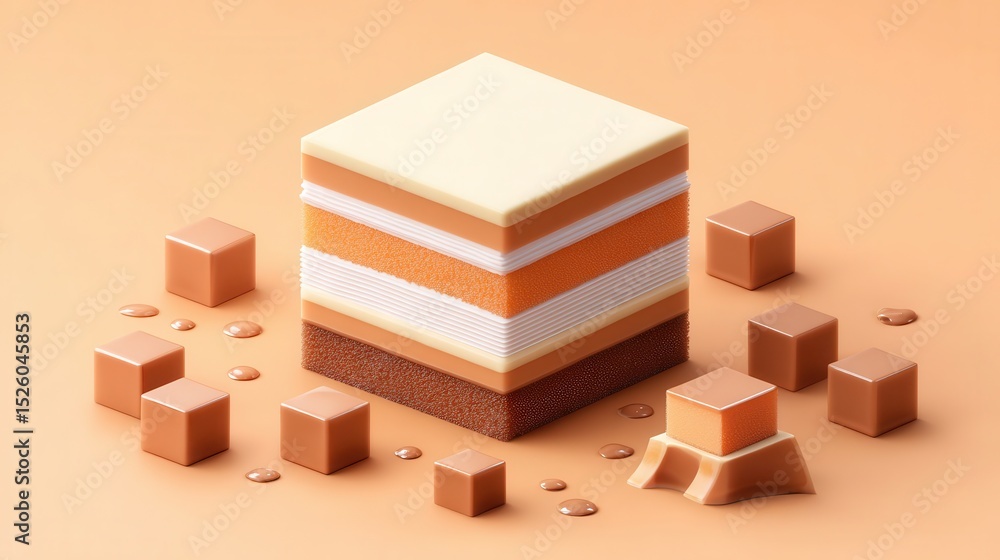 Fototapeta premium Layered dessert, a geometric composition.