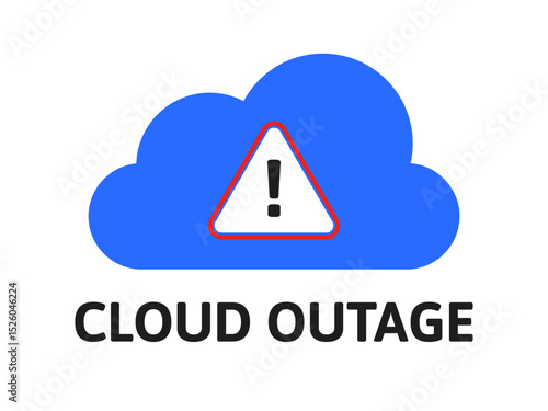 Yellow Cloud Outage Warning Sign Symbol with Triangular Attention Design. for Error Cloud computing Notices, Lose Internet Alerts, Electricity Failure. Cutout Caution Vector.