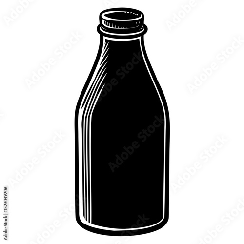 Milk Bottle Silhouette Vector Illustration on Transparent Background