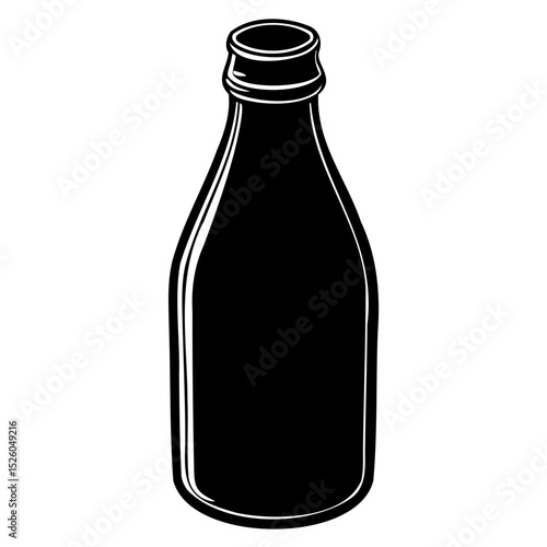 Clean Milk Bottle Icon in Silhouette Vector on Clear Background