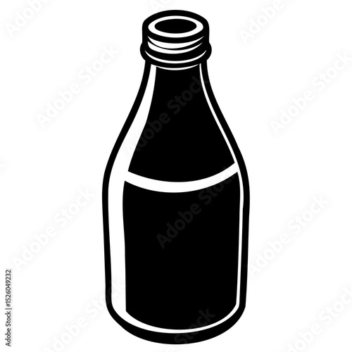 Minimalist Milk Bottle Silhouette Isolated on Transparent PNG