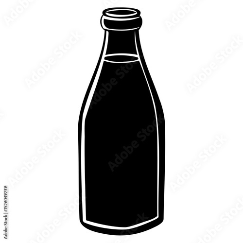 Classic Milk Bottle Shape in Black Silhouette Vector Art