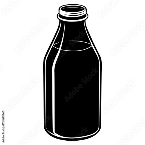 Transparent Background Milk Bottle Silhouette Vector Illustration