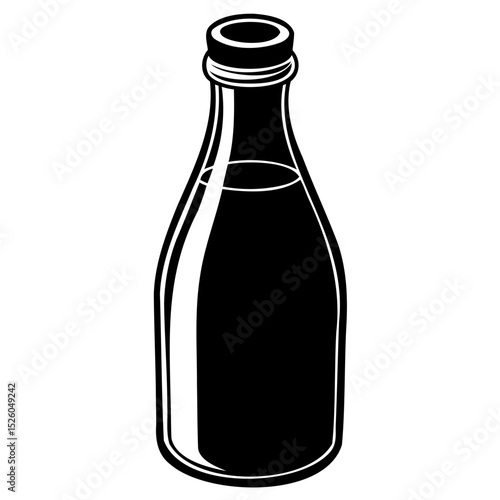 Classic Milk Bottle Shape in Black Silhouette Vector Art