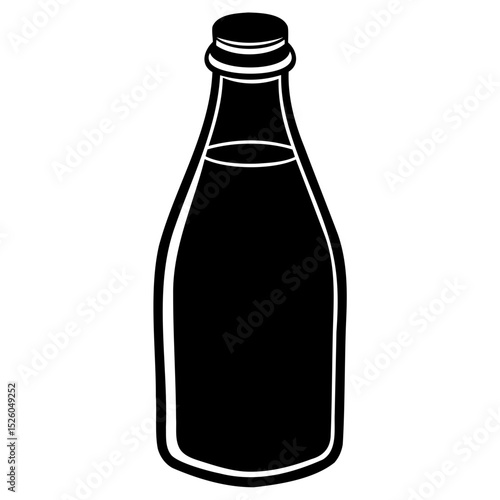 Simple Milk Bottle Icon in Black Silhouette Vector Format