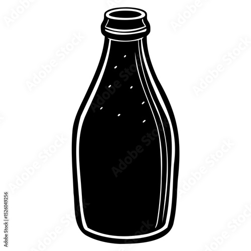 Minimalist Milk Bottle Silhouette Isolated on Transparent PNG