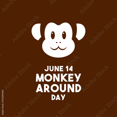 Monkey Around Day. June 14. Flat design vector. Banner, card, background.
