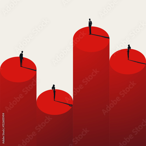 Business gender inequality vector concept. Symbol of discrimination, unequal opportunities. Minimal design eps10 illustration