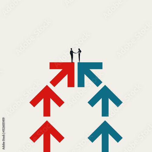 Business agreement and merger vector concept. Symbol of negotiation, handshake, cooperation. Minimal design eps10 illustration.