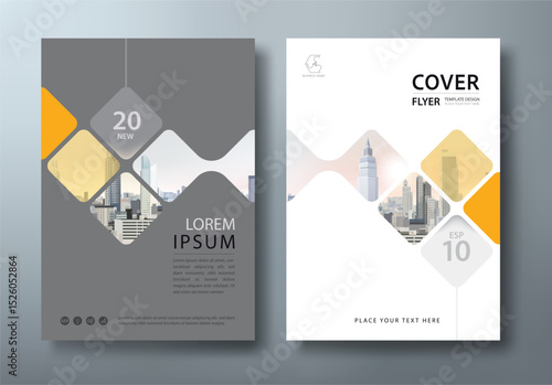 Yellow annual report brochure flyer design, Leaflet presentation, book cover templates, layout in A4 size